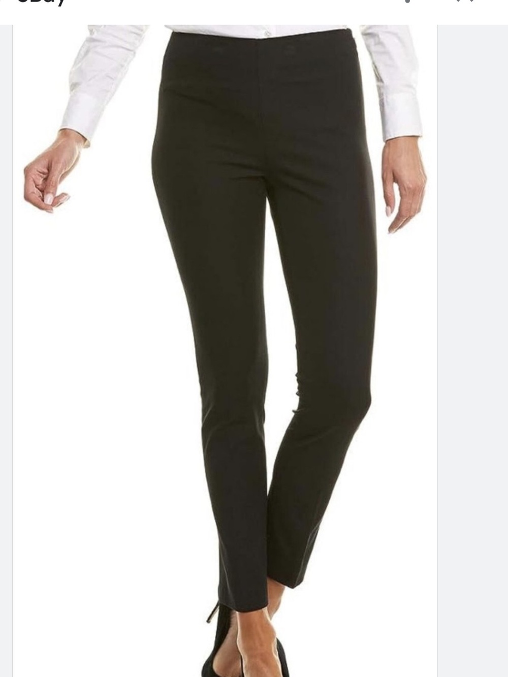 Elie Tahari Black Straight-Leg Pull-On Pants-cropped